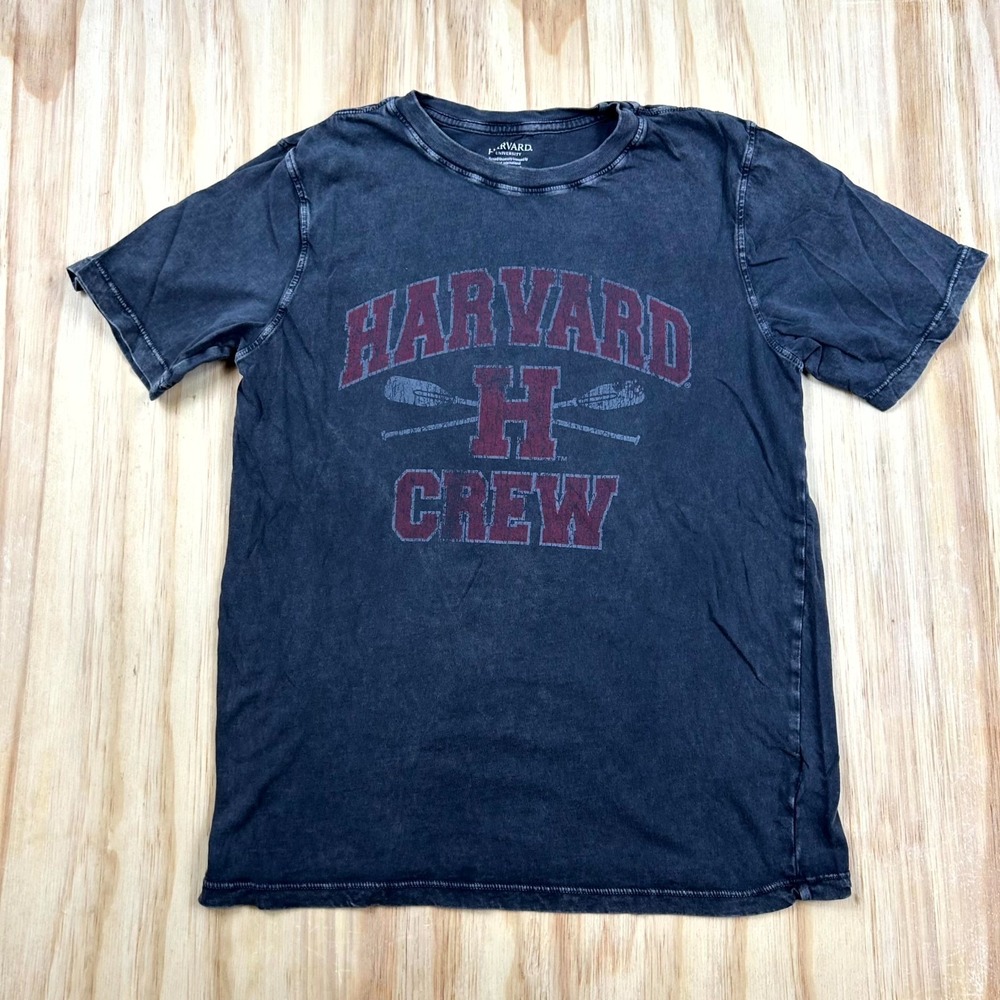 Harvard University Crew T-Shirt Kids XL Faded Black Short Sleeve Graphic Tee